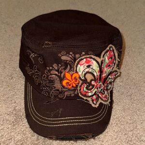 L.O.G.A. Brown Women's Cap with Embroidered and Rhinestone Embellishments